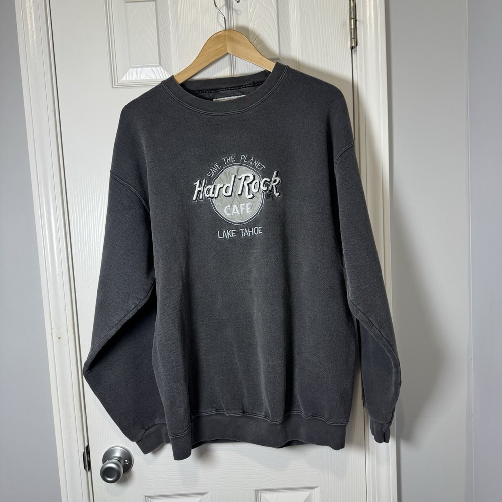 Vtg Hard Rock Cafe Save The Planet Lake Tahoe 90's USA Faded Sweatshirt Large
